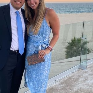 REFORMATION Court printed linen wrap midi dress